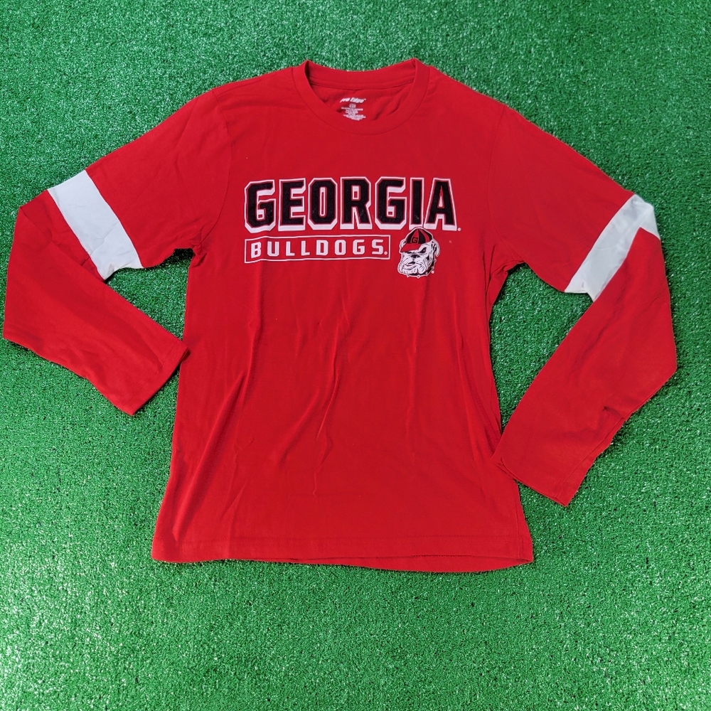 Georgia Bulldogs Men's Long Sleeve T Shirt Size Small Red White Pro Edge New